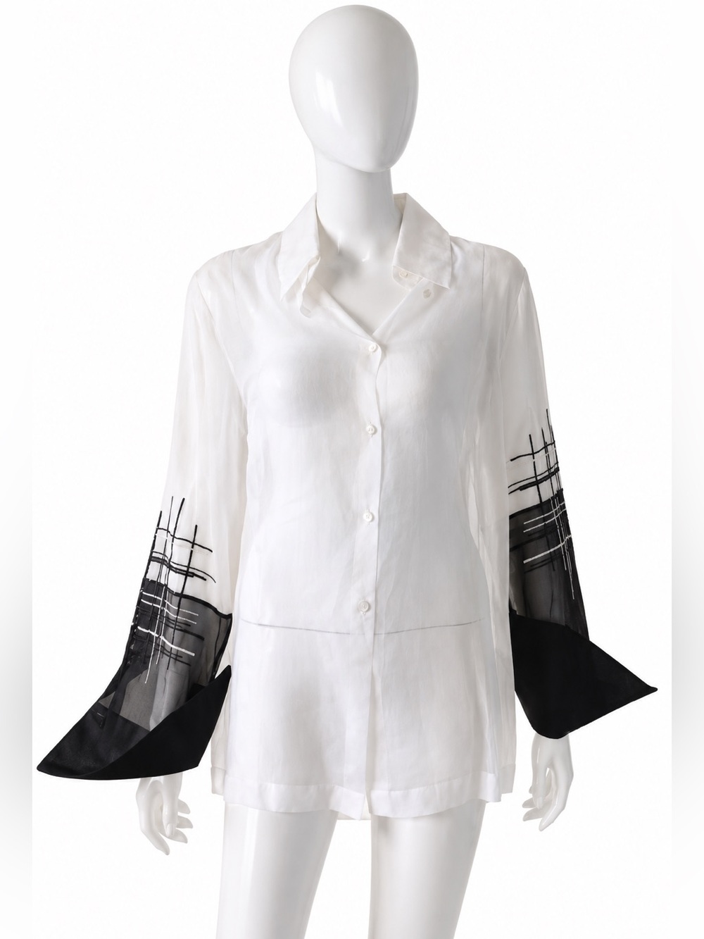Vintage Gianfranco Ferré Forma sheer ivory silk blouse